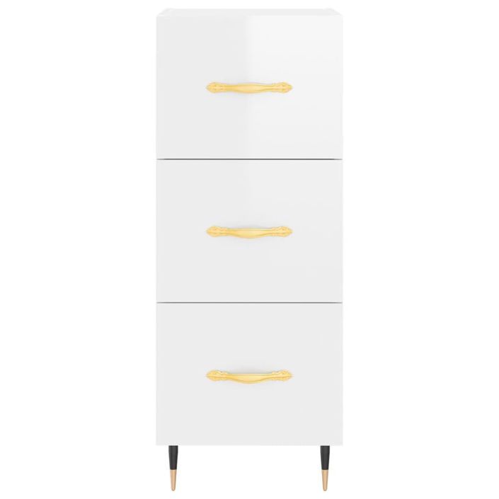 Buffet Blanc brillant 34,5x34x90 cm Bois d'ingénierie - Photo n°6