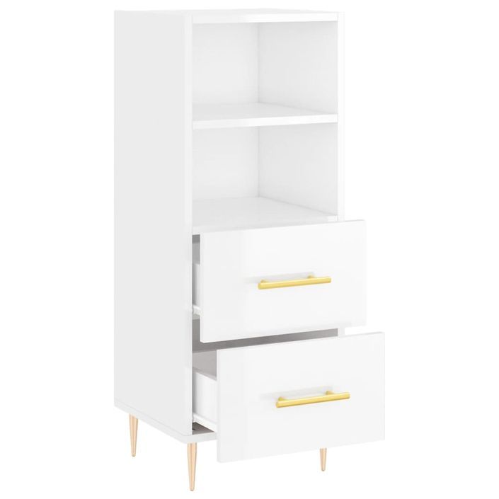 Buffet Blanc brillant 34,5x34x90 cm Bois d'ingénierie - Photo n°5