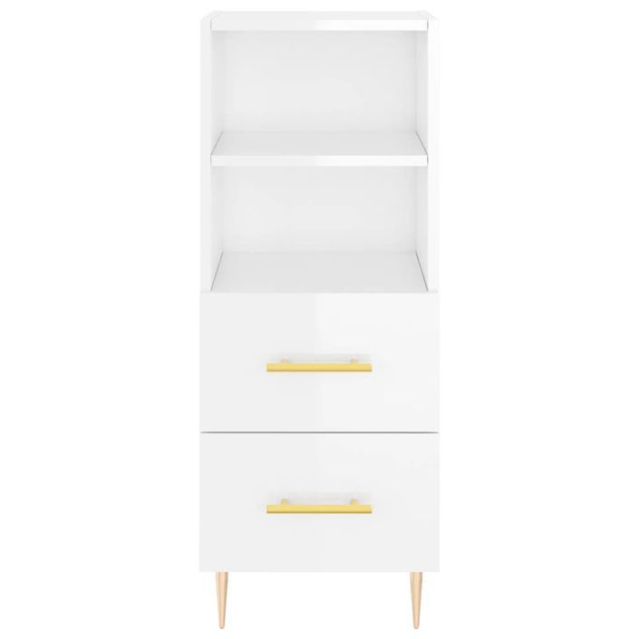 Buffet Blanc brillant 34,5x34x90 cm Bois d'ingénierie - Photo n°6