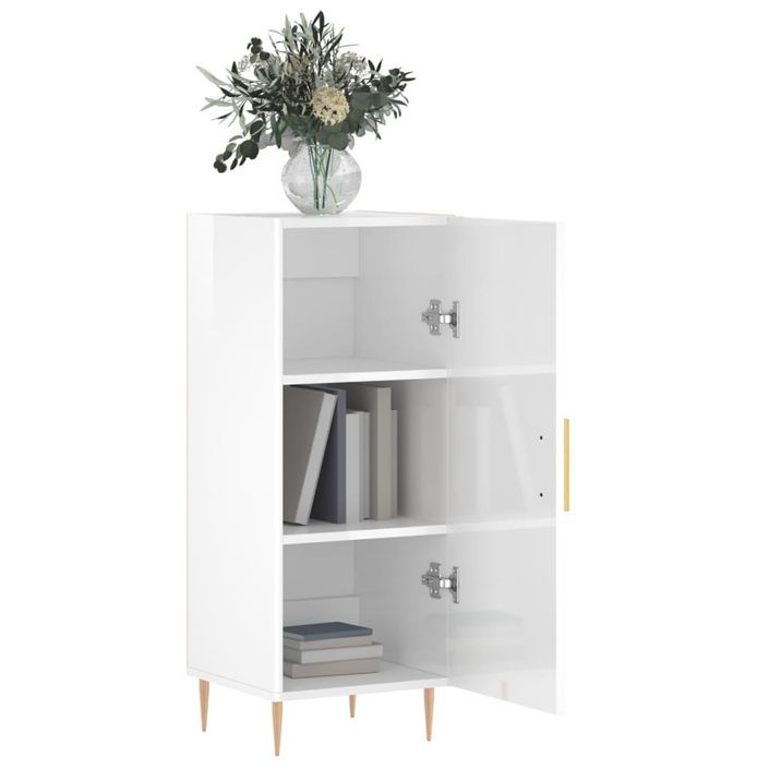 Buffet Blanc brillant 34,5x34x90 cm Bois d'ingénierie - Photo n°4