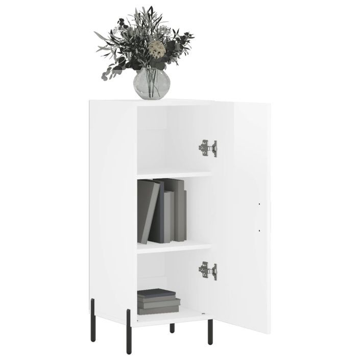 Buffet Blanc brillant 34,5x34x90 cm Bois d'ingénierie - Photo n°4