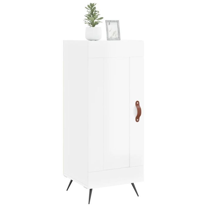 Buffet Blanc brillant 34,5x34x90 cm Bois d'ingénierie - Photo n°3