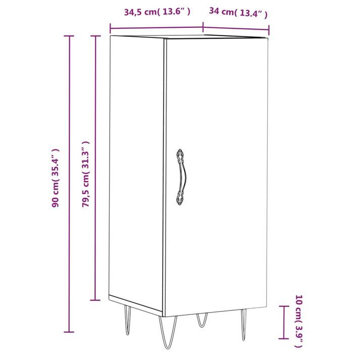 Buffet Blanc brillant 34,5x34x90 cm Bois d'ingénierie - Photo n°12