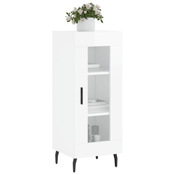 Buffet Blanc brillant 34,5x34x90 cm Bois d'ingénierie - Photo n°3