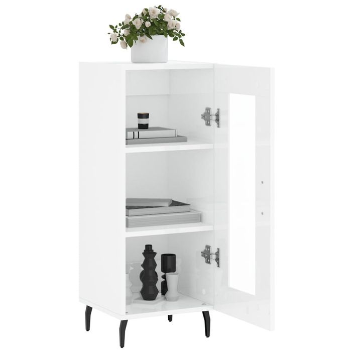 Buffet Blanc brillant 34,5x34x90 cm Bois d'ingénierie - Photo n°4