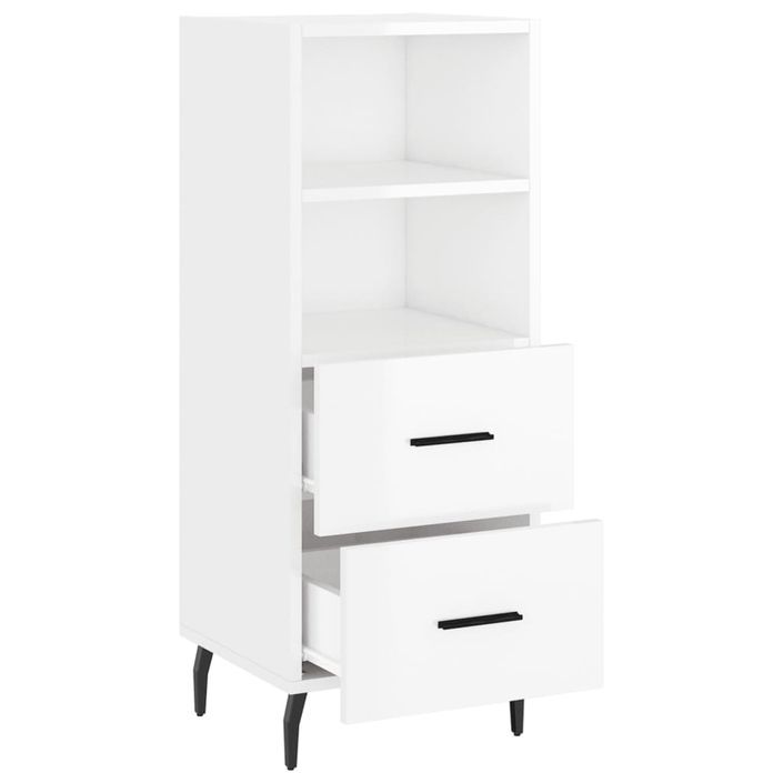 Buffet Blanc brillant 34,5x34x90 cm Bois d'ingénierie - Photo n°5