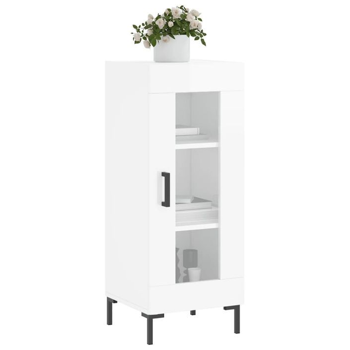 Buffet Blanc brillant 34,5x34x90 cm Bois d'ingénierie - Photo n°3