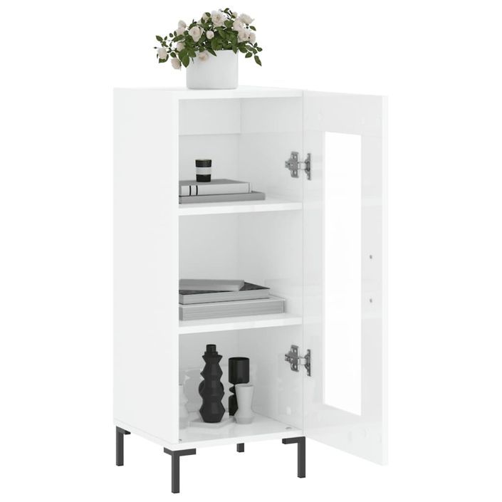 Buffet Blanc brillant 34,5x34x90 cm Bois d'ingénierie - Photo n°4