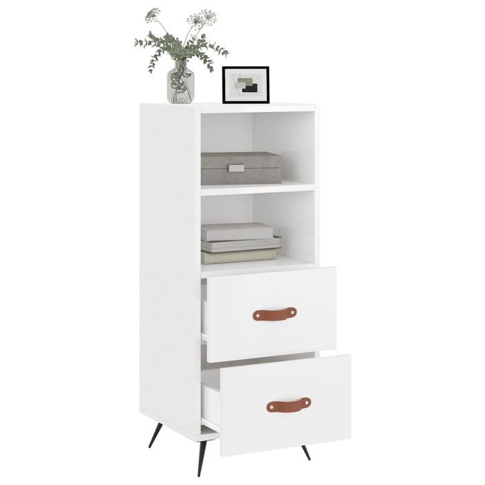 Buffet Blanc brillant 34,5x34x90 cm Bois d'ingénierie - Photo n°4