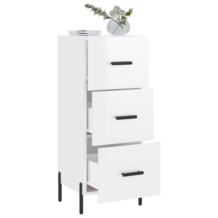 Buffet Blanc brillant 34,5x34x90 cm Bois d'ingénierie - Photo n°4