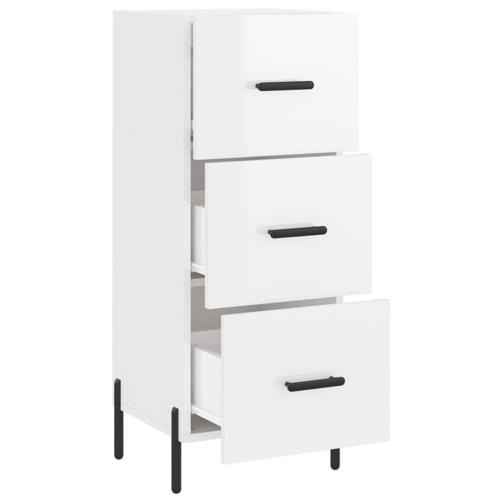 Buffet Blanc brillant 34,5x34x90 cm Bois d'ingénierie - Photo n°5