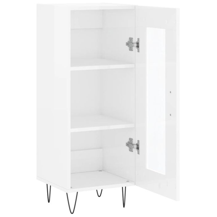 Buffet Blanc brillant 34,5x34x90 cm Bois d'ingénierie - Photo n°6