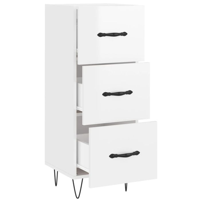 Buffet Blanc brillant 34,5x34x90 cm Bois d'ingénierie - Photo n°5