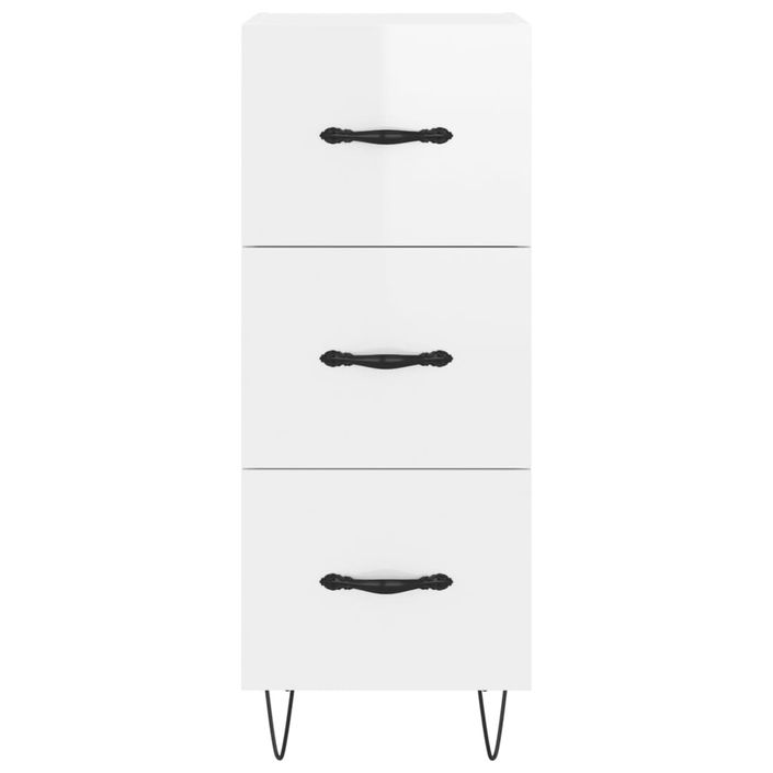 Buffet Blanc brillant 34,5x34x90 cm Bois d'ingénierie - Photo n°6