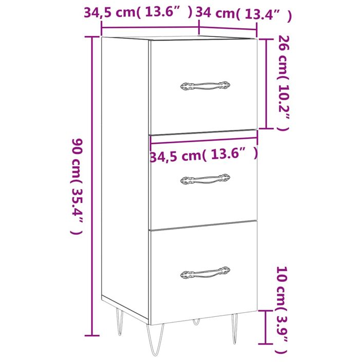 Buffet Blanc brillant 34,5x34x90 cm Bois d'ingénierie - Photo n°12