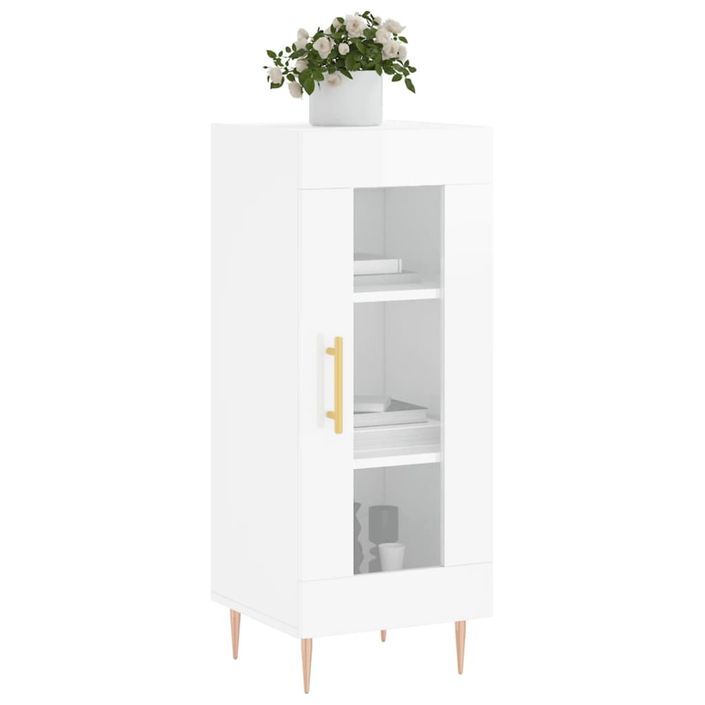 Buffet Blanc brillant 34,5x34x90 cm Bois d'ingénierie - Photo n°3