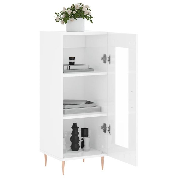 Buffet Blanc brillant 34,5x34x90 cm Bois d'ingénierie - Photo n°4