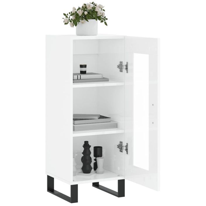 Buffet Blanc brillant 34,5x34x90 cm Bois d'ingénierie - Photo n°4