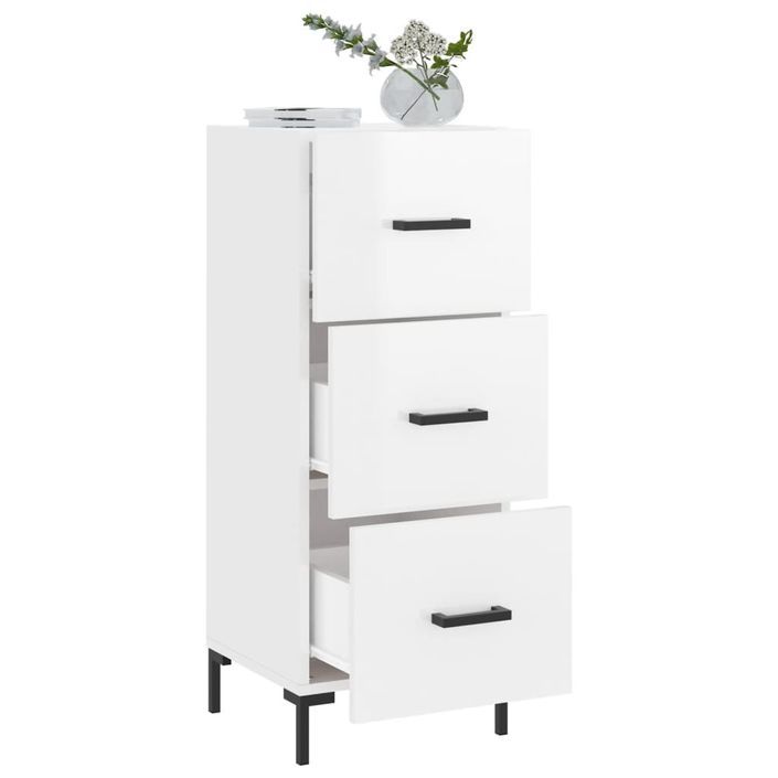 Buffet Blanc brillant 34,5x34x90 cm Bois d'ingénierie - Photo n°4