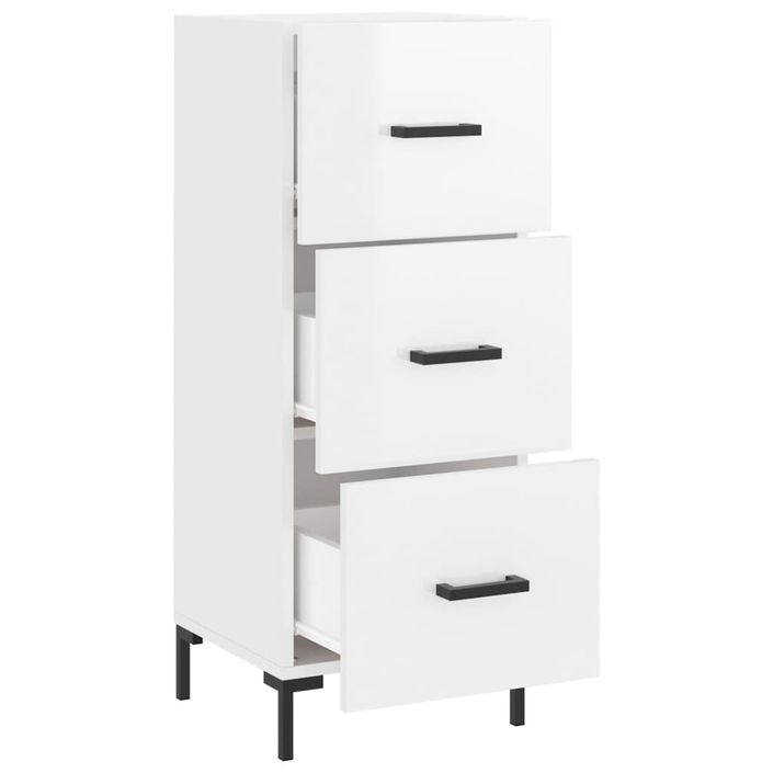 Buffet Blanc brillant 34,5x34x90 cm Bois d'ingénierie - Photo n°5