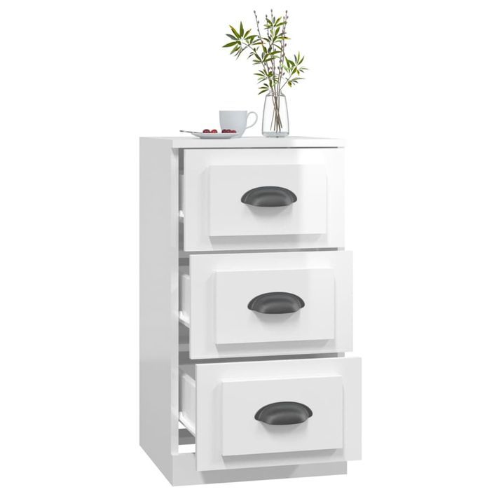 Buffet blanc brillant 36x35,5x67,5 cm bois d'ingénierie - Photo n°7