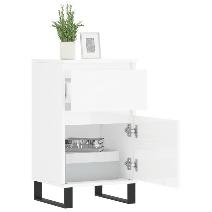 Buffet blanc brillant 40x35x70 cm bois d'ingénierie - Photo n°4