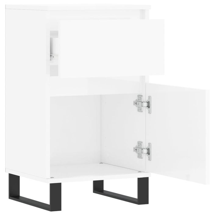 Buffet blanc brillant 40x35x70 cm bois d'ingénierie - Photo n°6