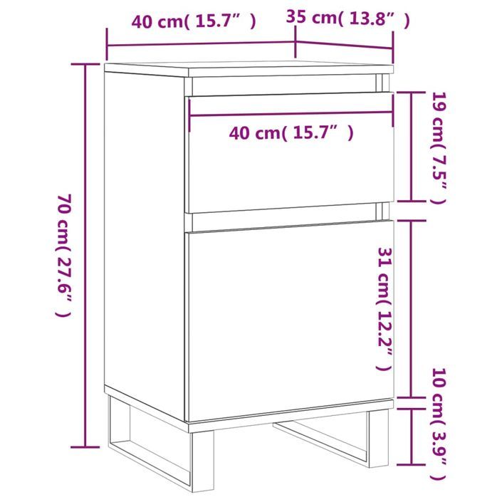 Buffet blanc brillant 40x35x70 cm bois d'ingénierie - Photo n°12