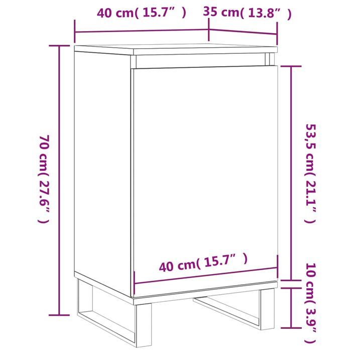 Buffet blanc brillant 40x35x70 cm bois d'ingénierie - Photo n°12