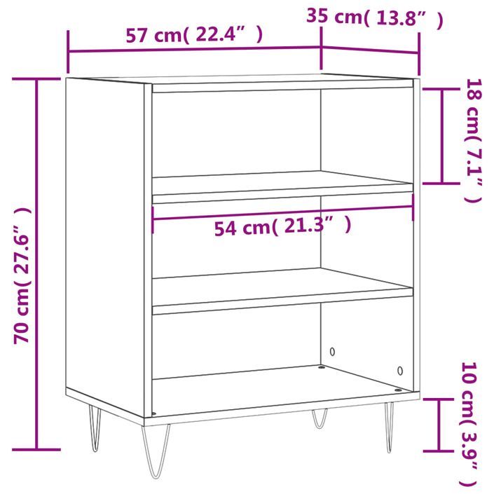 Buffet blanc brillant 57x35x70 cm bois d'ingénierie - Photo n°9