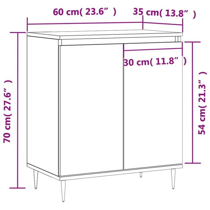 Buffet Blanc brillant 60x35x70 cm Bois d'ingénierie - Photo n°11