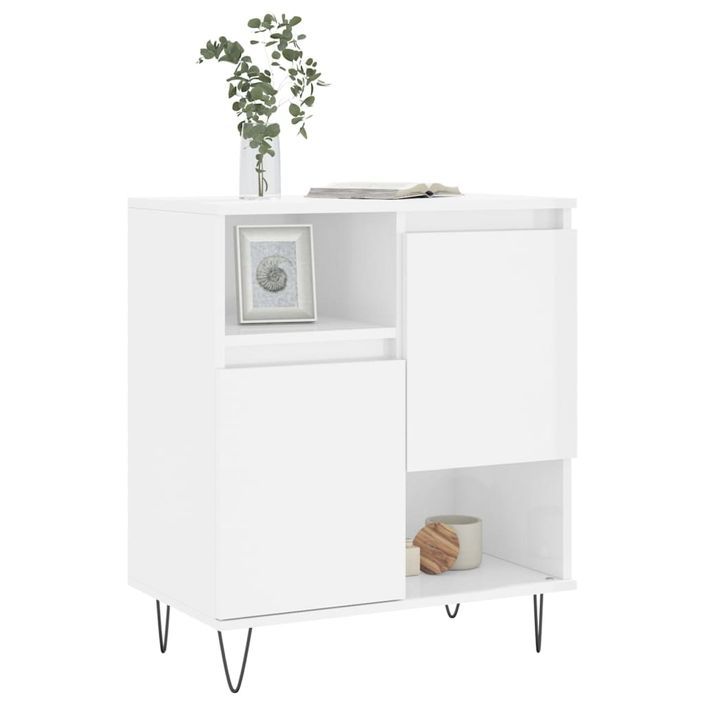 Buffet Blanc brillant 60x35x70 cm Bois d'ingénierie - Photo n°3