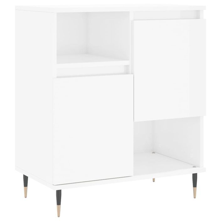 Buffet Blanc brillant 60x35x70 cm Bois d'ingénierie - Photo n°1