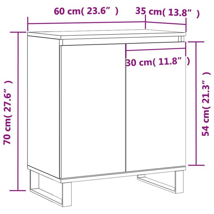 Buffet Blanc brillant 60x35x70 cm Bois d'ingénierie - Photo n°11