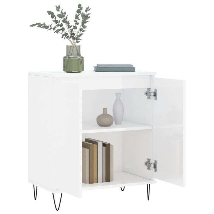 Buffet Blanc brillant 60x35x70 cm Bois d'ingénierie - Photo n°4