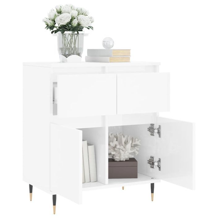 Buffet Blanc brillant 60x35x70 cm Bois d'ingénierie - Photo n°4