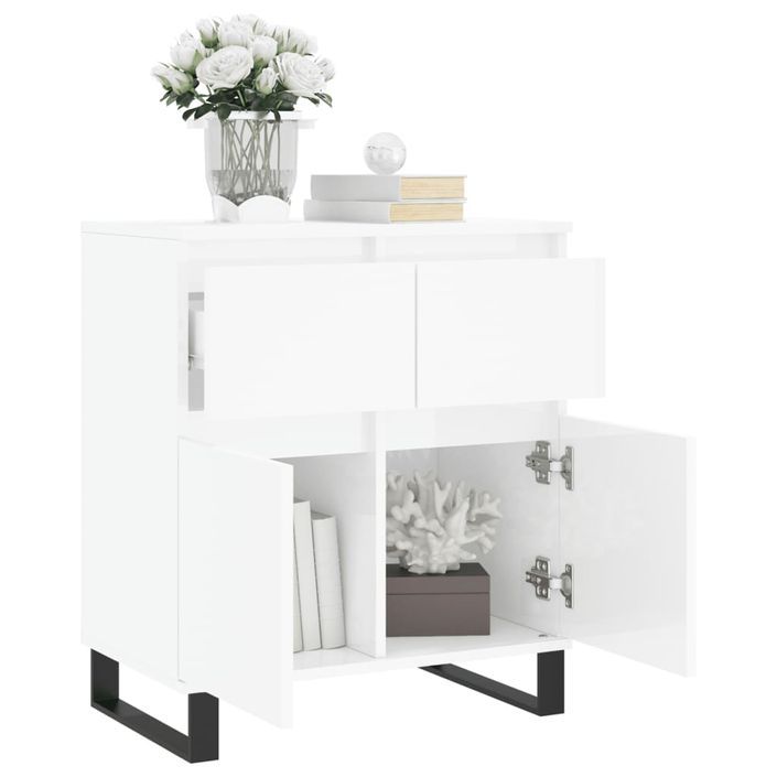 Buffet Blanc brillant 60x35x70 cm Bois d'ingénierie - Photo n°4