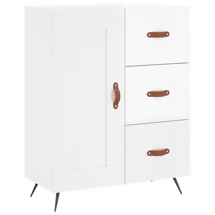 Buffet Blanc brillant 69,5x34x90 cm Bois d'ingénierie - Photo n°1