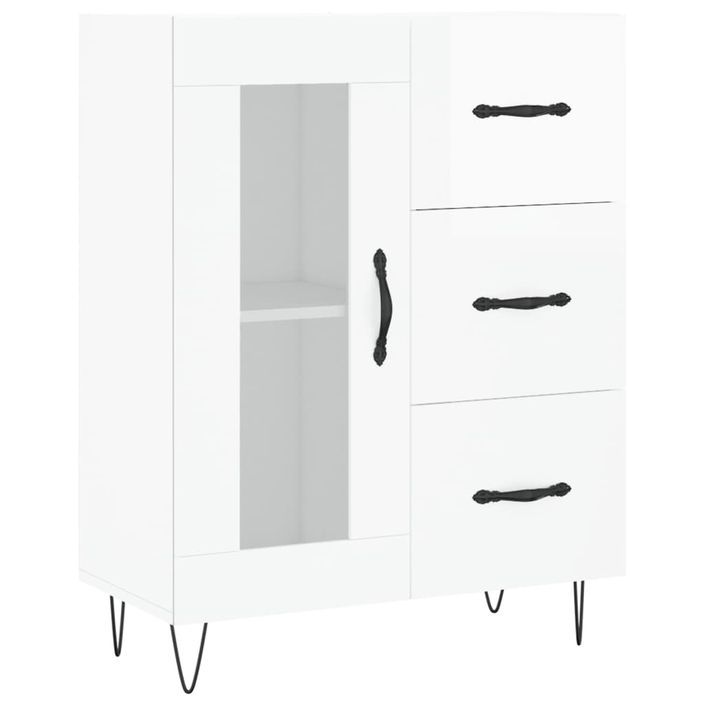 Buffet Blanc brillant 69,5x34x90 cm Bois d'ingénierie - Photo n°1