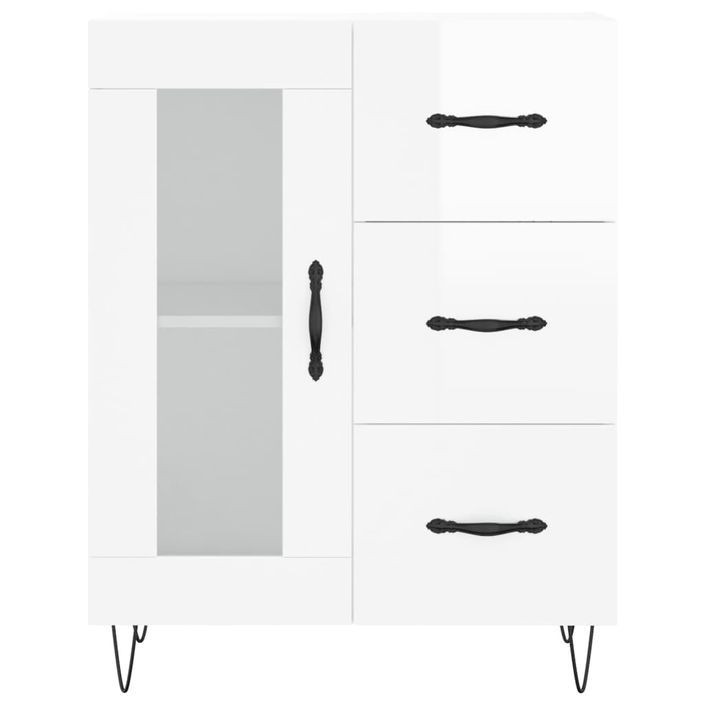 Buffet Blanc brillant 69,5x34x90 cm Bois d'ingénierie - Photo n°5