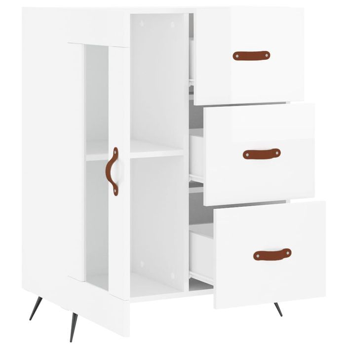 Buffet Blanc brillant 69,5x34x90 cm Bois d'ingénierie - Photo n°6