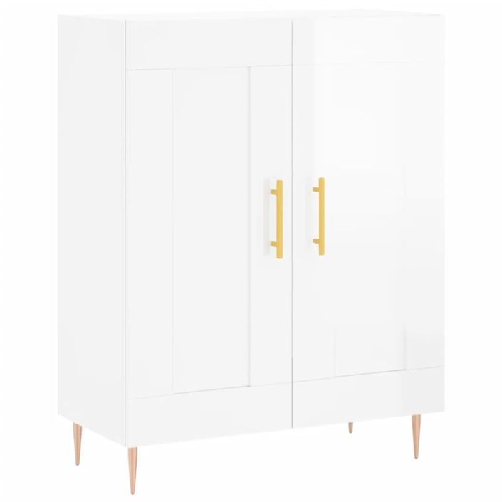 Buffet Blanc brillant 69,5x34x90 cm Bois d'ingénierie - Photo n°1