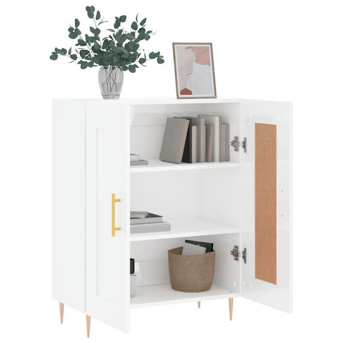 Buffet Blanc brillant 69,5x34x90 cm Bois d'ingénierie - Photo n°4