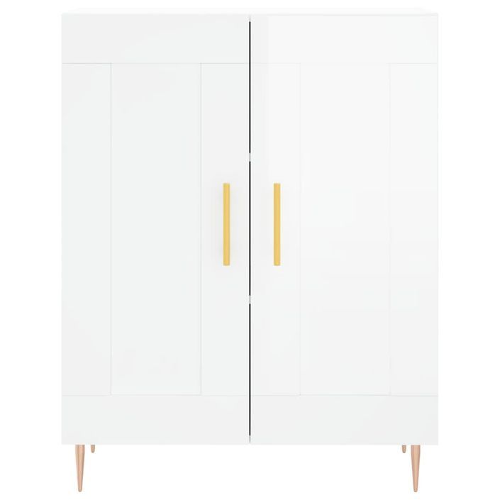 Buffet Blanc brillant 69,5x34x90 cm Bois d'ingénierie - Photo n°5