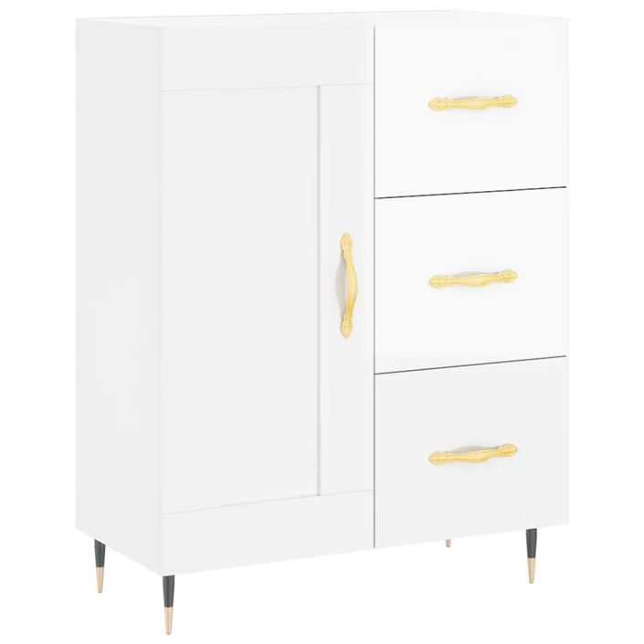 Buffet Blanc brillant 69,5x34x90 cm Bois d'ingénierie - Photo n°1