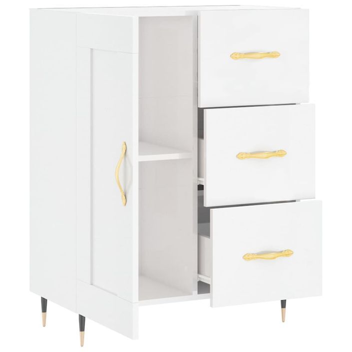 Buffet Blanc brillant 69,5x34x90 cm Bois d'ingénierie - Photo n°6