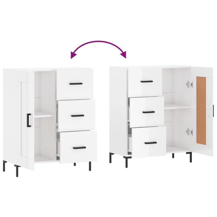 Buffet Blanc brillant 69,5x34x90 cm Bois d'ingénierie - Photo n°9