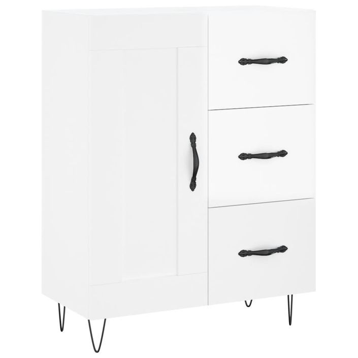 Buffet Blanc brillant 69,5x34x90 cm Bois d'ingénierie - Photo n°1