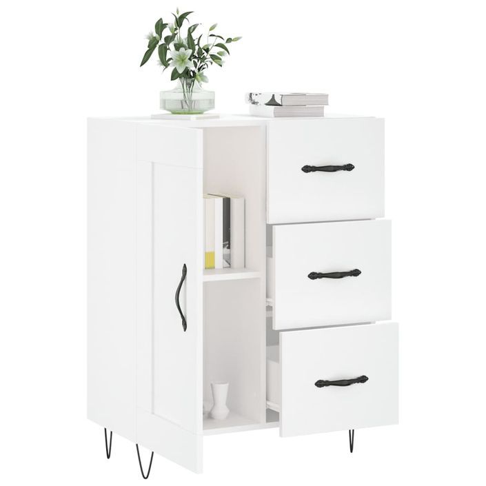 Buffet Blanc brillant 69,5x34x90 cm Bois d'ingénierie - Photo n°4