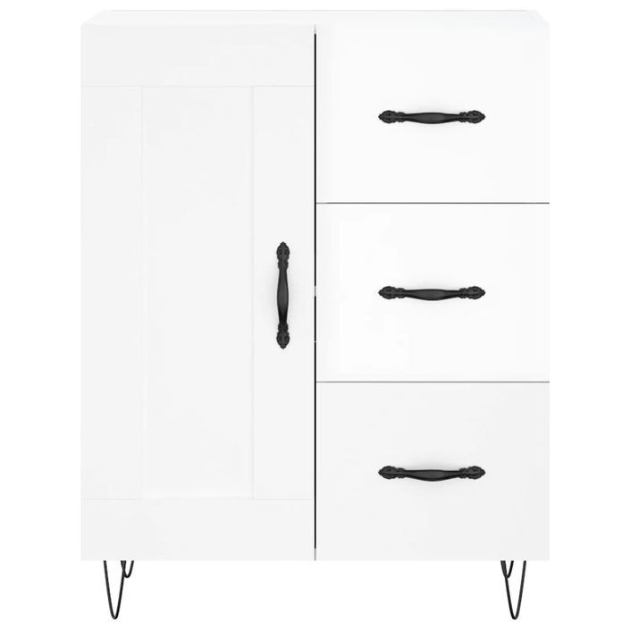 Buffet Blanc brillant 69,5x34x90 cm Bois d'ingénierie - Photo n°5